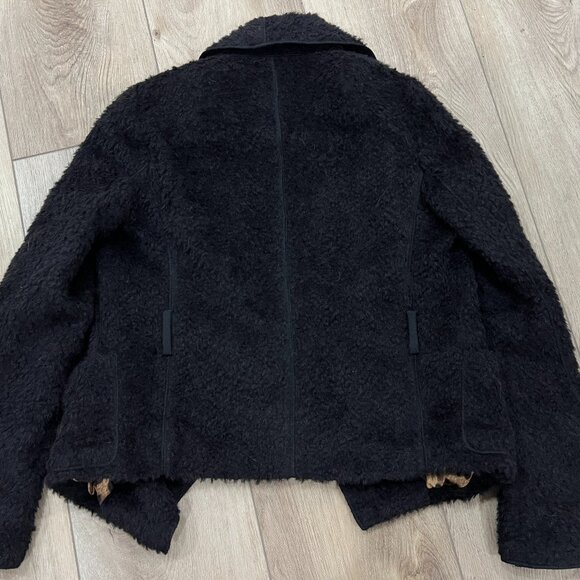 DOLCE & GABBANA Black Alpaca Fuzzy Open Jacket size 46 US 10 Sherpa - Picture 5 of 5